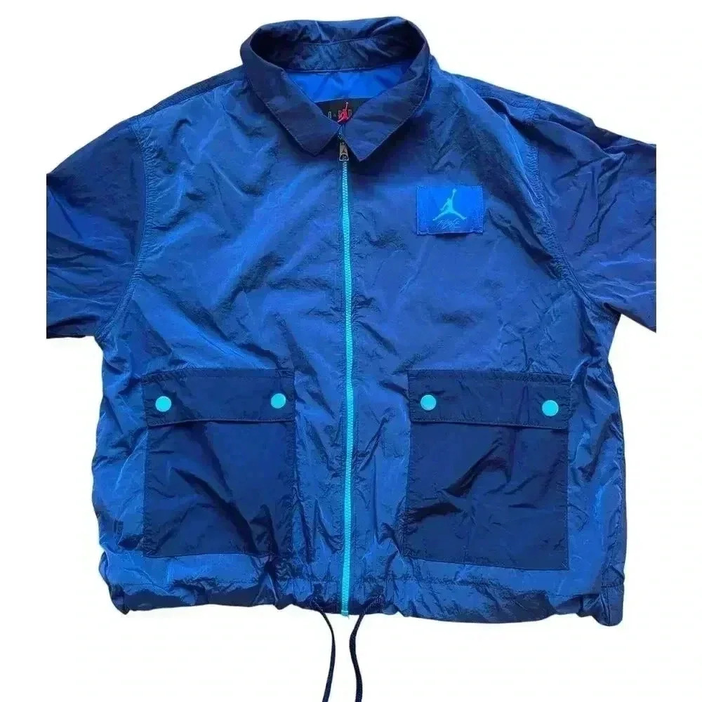 Jordan Essentials Flight Woven Full Zip Nylon Jacket Loose Fit Royal Blue Small - Picture 4 of 14